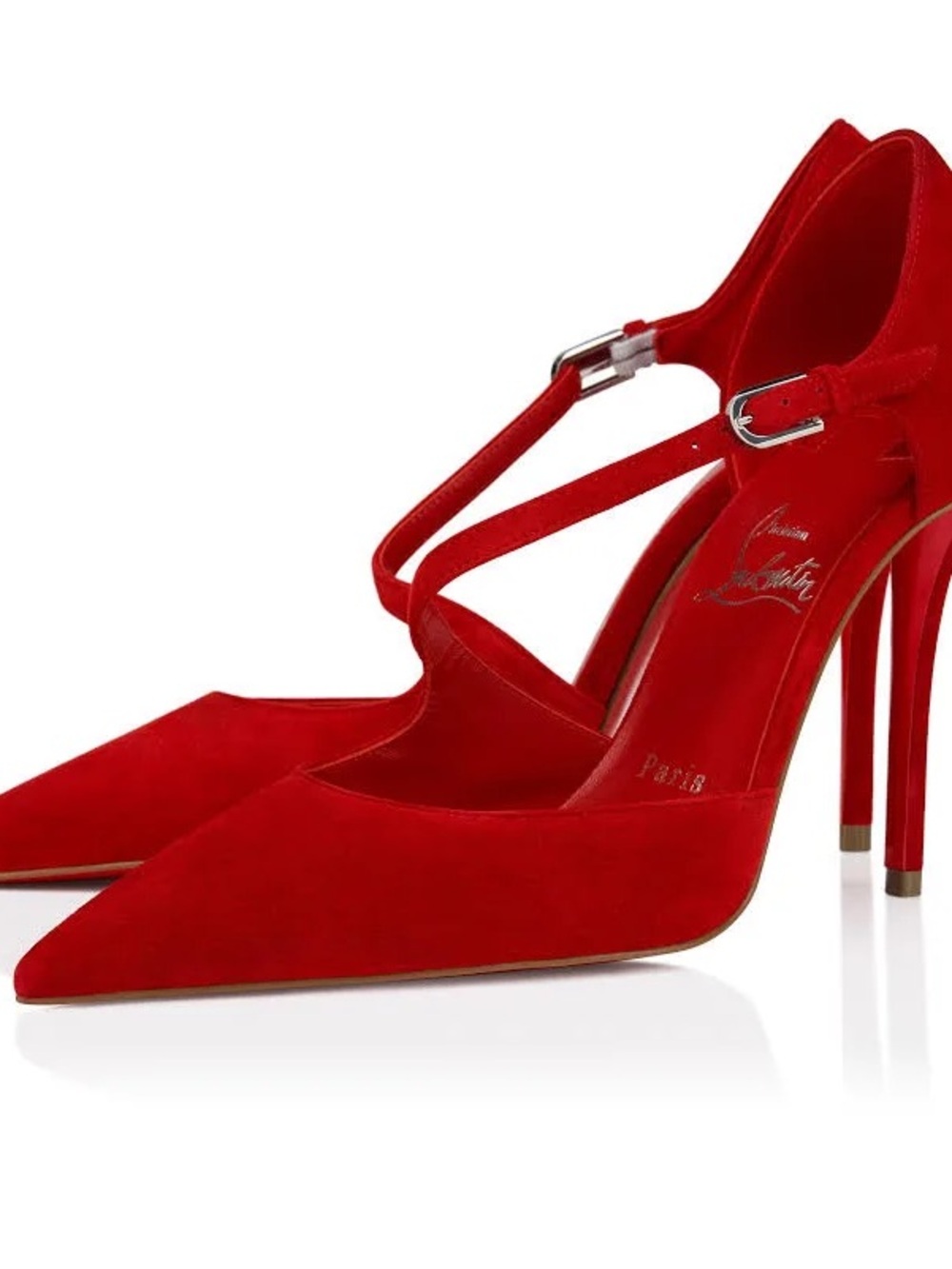 Christian Louboutin Red Suede Pointed-Toe Strappy High Heels